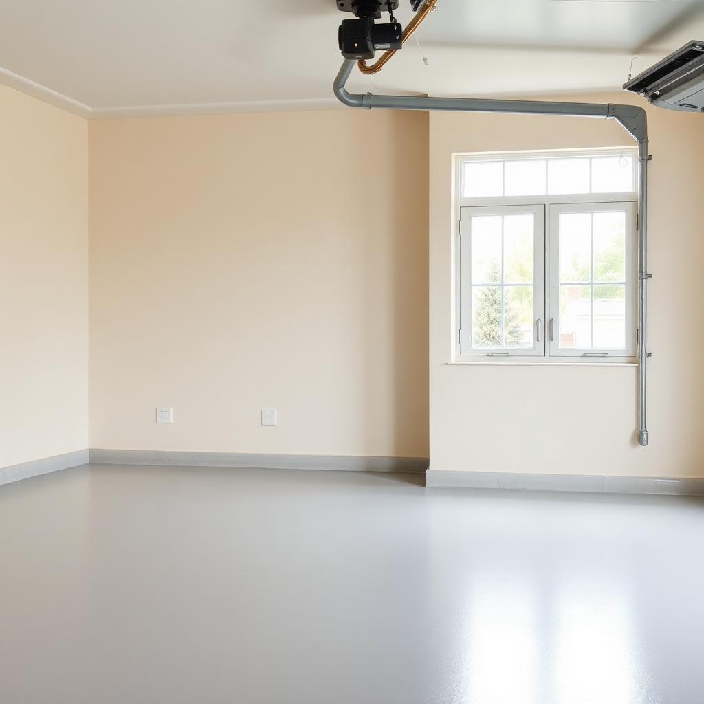 Freshly cleaned residential garage floor